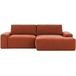 ECKSOFA Lennon aus Terrakotta Strukturstoff mit Schlaffunktion und Bettkasten