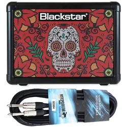 Blackstar Gitarren-Verstärker Fly 3 Sugar Skull II mit Klinkenkabel (Gitarre, 3 W), Instrumentenverstärker, Rot