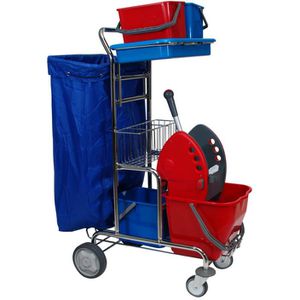 Meiko Reinigungswagen CR AT 102, Systemwagen, mit Presse, Müllsackhalter & 4 Eimern 2x 6, 1x 9 & 1x 15 Liter