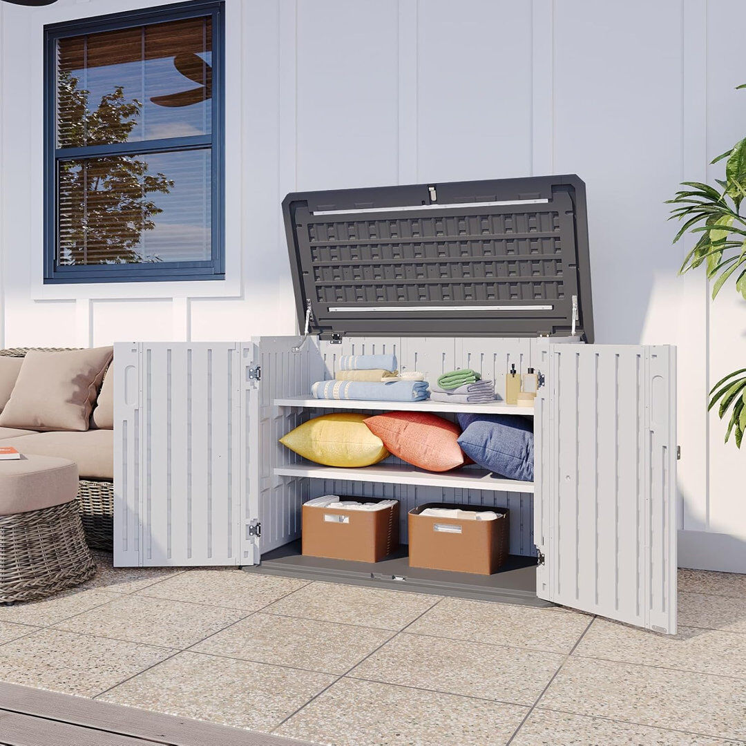 Blue Elephant 35 Cu.ft Vertical Storage Sheds Outdoor Waterproof With Shelves and Floor White 131.8cm W X 75.5cm D X 91.4cm H