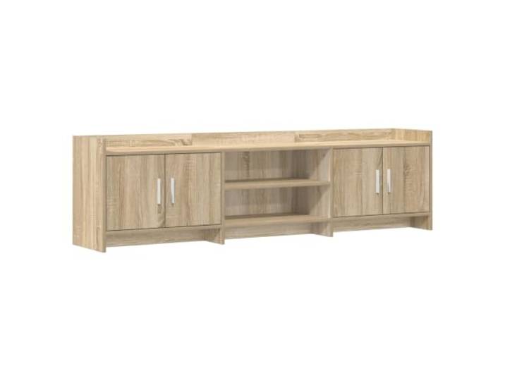 HFXHIJXQ TV-Lowboard Sonoma-Eiche 168x33x47 cm Holzwerkstoff TV-Schrank Modernes Sideboard fürs Wohnzimmer mit 4Türen und 2 Fächern für Mediengeräte. Robuste Metallgriffe sorgen für Komfort.