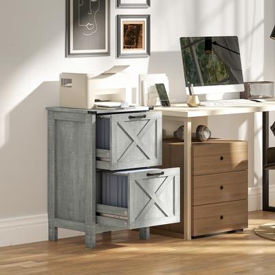 Kodotan sofa File Cabinet with 2 Drawers, Rustic Farmhouse Office Storage Cabinet,Light Gray