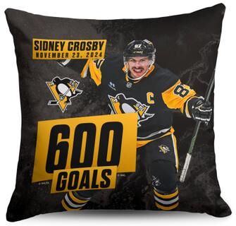 Pittsburgh Penguins Sidney Crosby NHL 600 Goal Milestone Throw Pillow 18X18 Inches by THE NORTHWEST GROUP in Nhl Pillow (Size OS)