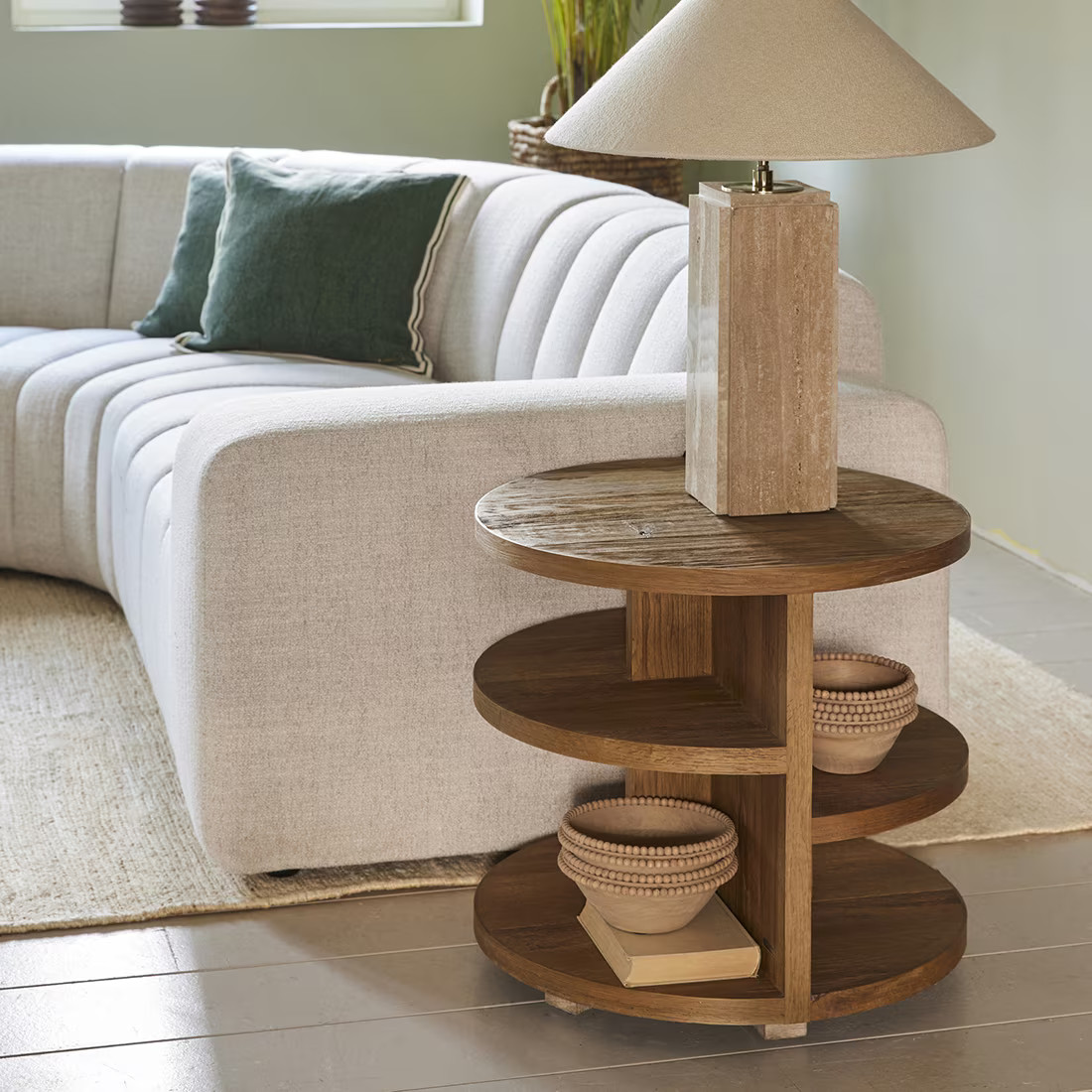 Rivièra Maison Bijzettafel Del Rey, Eikenhout, Bruin, Rond, Diameter: 60 cm
