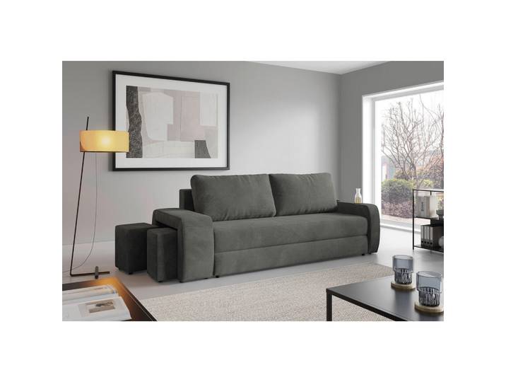 Livetastic Schlafsofa Ines, Grau, Kunststoff, 3-Sitzer, Füllung: Polyurethan (Pur), Silikon, 258x98x95 cm, Made in EU, Wohnzimmer, Sofas & Couches, Schlafsofas, Schlafsofas mit Bettkasten
