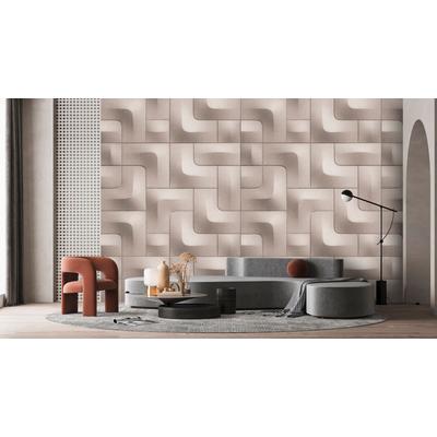Fototapete LIVING WALLS "Walls by Patel 5 Fototapete Geometrische 3D-Module", grau, B:4m H:0m L:2,7m, Vlies, Tapeten, Geometrische 3D-Module auf 200 g/m² Premium-Vlies