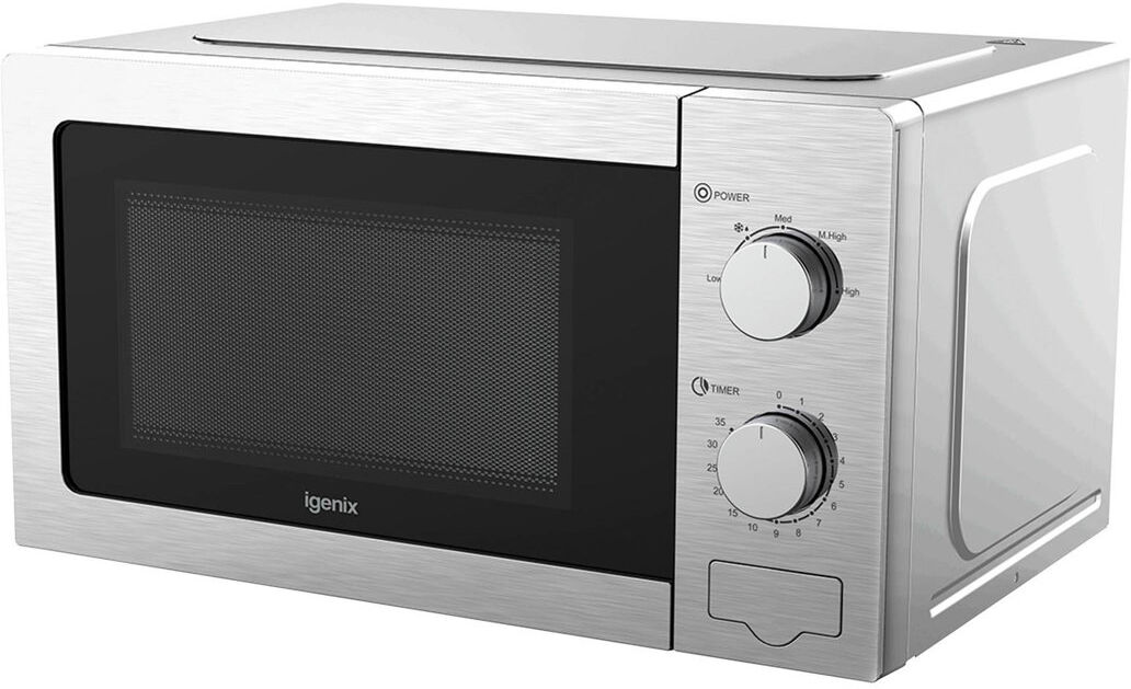 Igenix 20L 800W Manual Microwave Stainless Steel Silver 26.3cm H X 45.6cm W X 32.6cm D