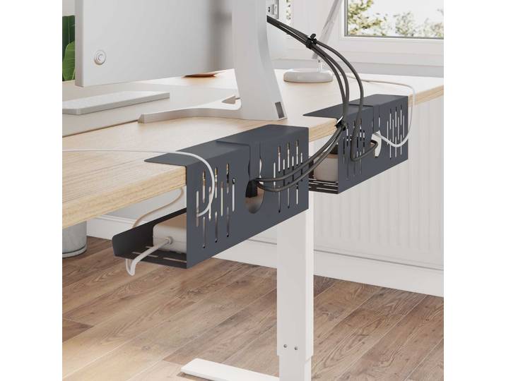 vidaXL Unter dem Schreibtisch Kabelmanagement Tray 2 Stk. Anthrazit