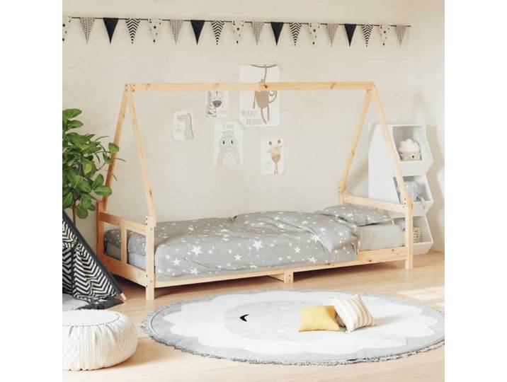Brun Cadre de Lit pour 80x200cm Magnifique Lit simple pour Enfants - 80x200cm - Bois de pin massif CL8579521