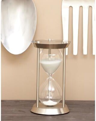 ARCILLA ELEMENTAL Silver Metal Hourglass Sand Timer - 7 x 7 x 12