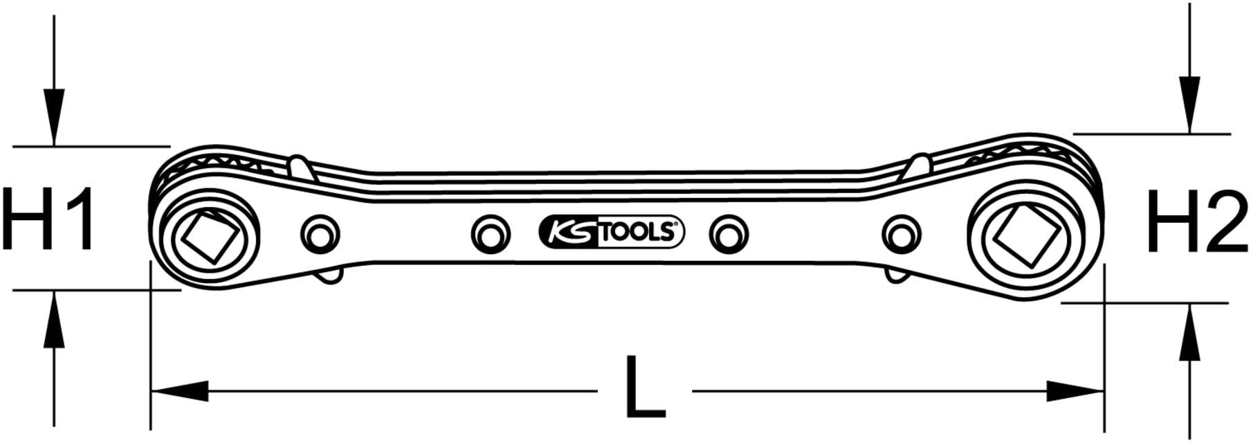 KS Tools 4 in 1 Kälte-Klima-Ratschenschlüssel, umschaltbar (130.0122)