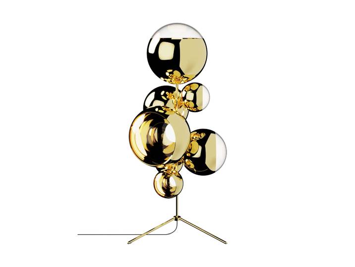 Tom Dixon Mirror Ball chandelier Stehleuchte LED 181 cm Gold