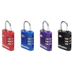 MASTER LOCK 30 mm breites TSA-Gepckschloss aus Zink mit individuell einstellbarer Zahlenkombination, verschiedene Farben