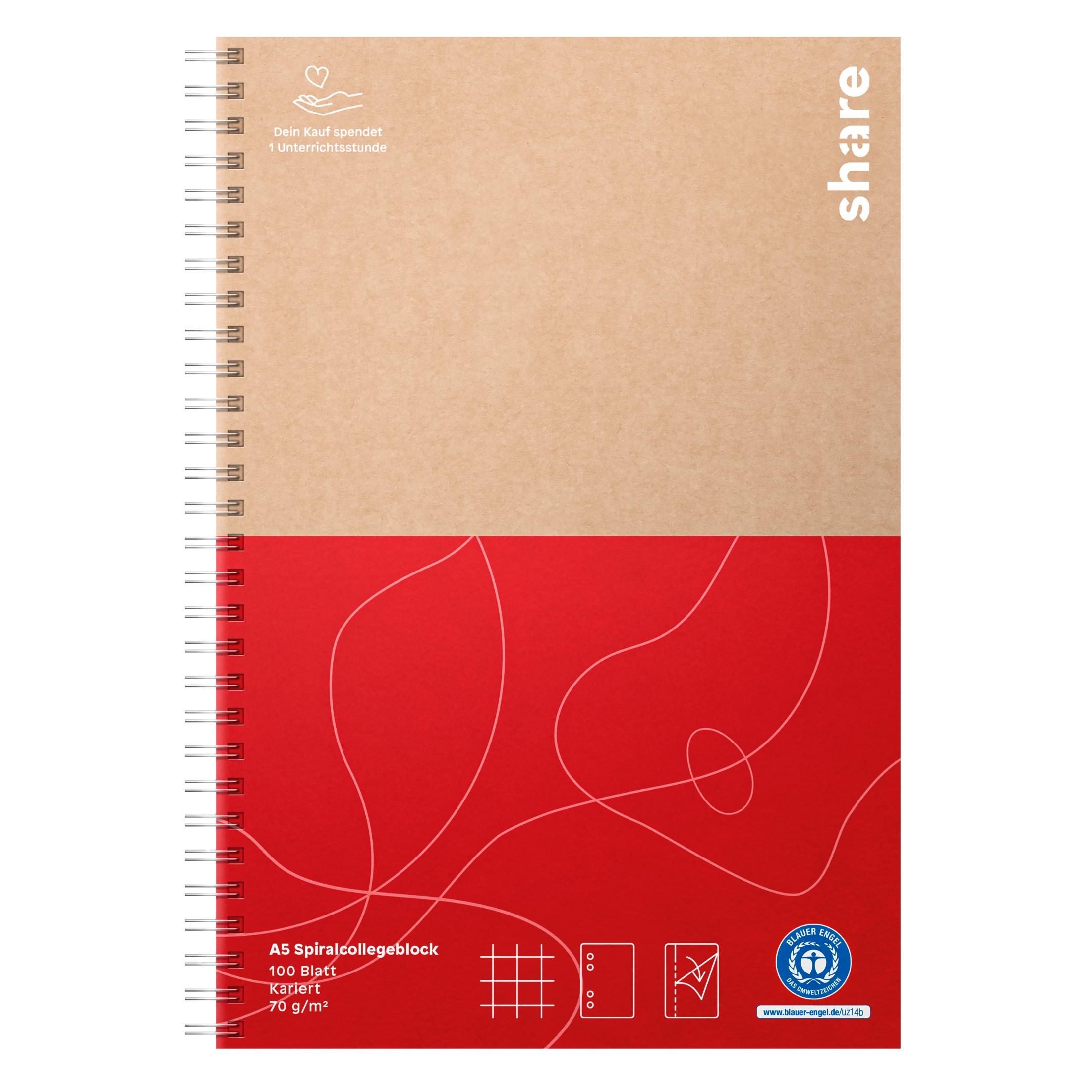 Share Collegeblock A5 kariert, 100 Blatt (A5, Kariert) (4-0016-A5)