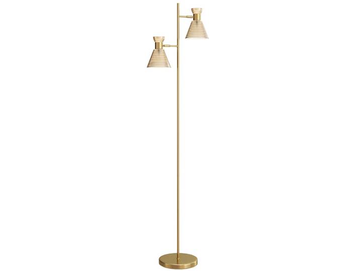 Lampadaire sur pied salon double tête réglable métal doré