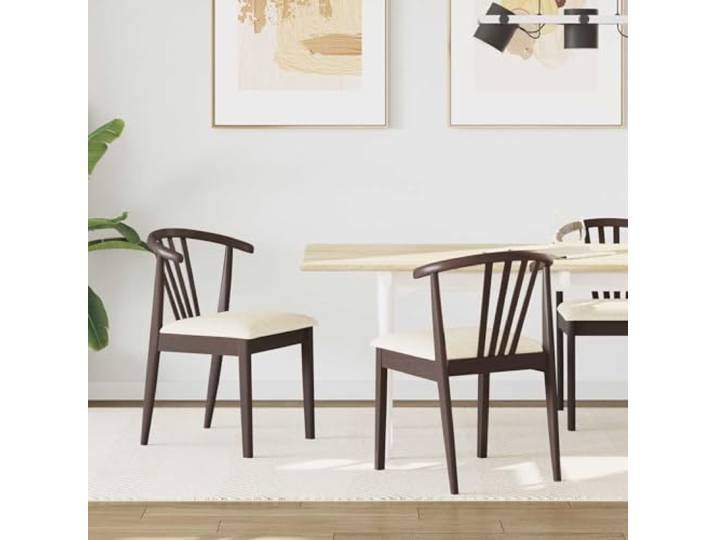 RJPLMFV Esszimmerstuhl, 2 Stück, Hellbraun Bequemes Sitzkissen, massives Gummibaumholz, Vintage-Design, pflegeleicht