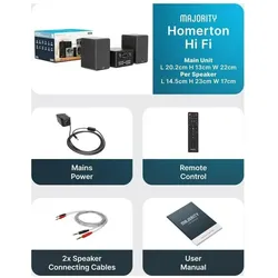 Majority Homerton HiFi Audiosystem (Bluetooth, CD Player), Stereoanlage, Schwarz