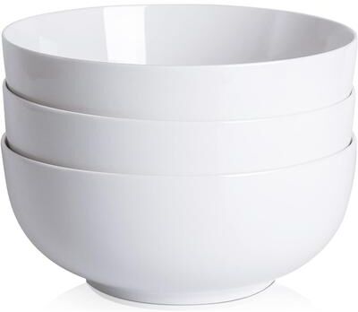 Garvee White Bowl Sets for Salad Soup Pasta Popcorn Fruits