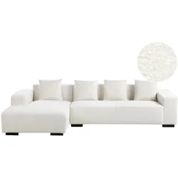 ECKSOFA 4-Sitzer Bouclé Weiß rechtsseitig Lungo