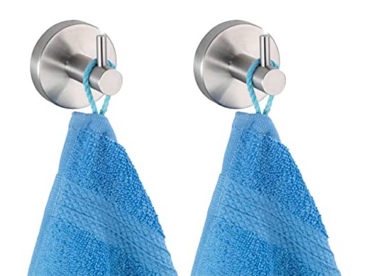 WENKO Crochet Mural Uno Bosio Mat Set de 2 Acier INOX Set de 2 Argent Mat