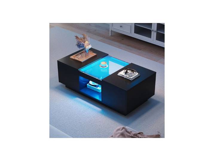 LED coffee table for the living room modern storage coffee table with LED lighting large black centrepiece for the living room