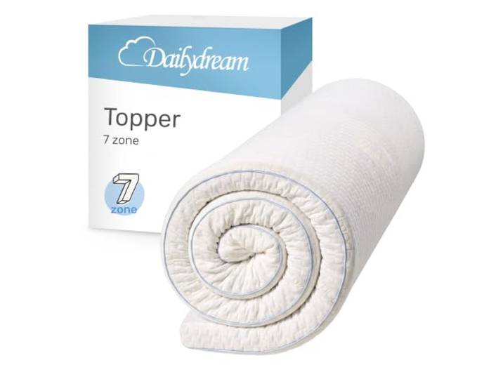 Dailydream Matratzen Topper 140x200cm Komfortschaum 4cm hoch Edition 7-Zonen, Model S/M hart Zertifiziert & anatomisch geformt für unbequeme Matratze & Gästebett Mattress Topper 140x200