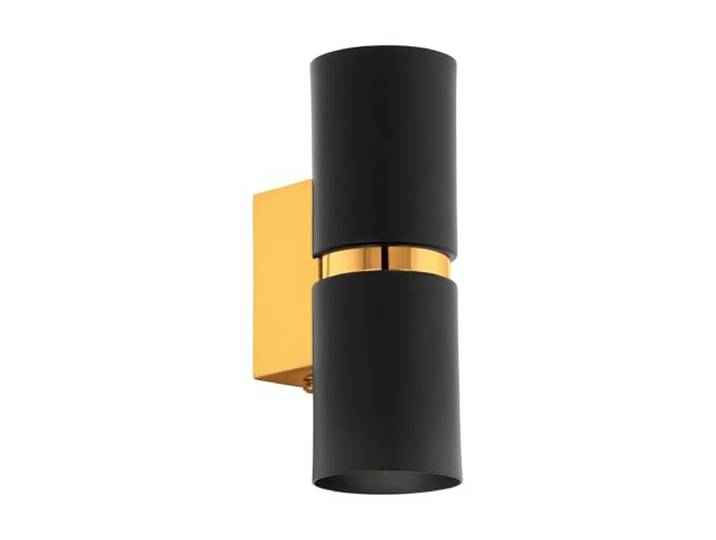 Eglo Applique murale LED Passa\, lampe murale 2 flammes\, spot mural intérieur en métal noir et or\, lampe salon\, lampe couloir avec éclairage haut et bas\, ronde\, douille GU10