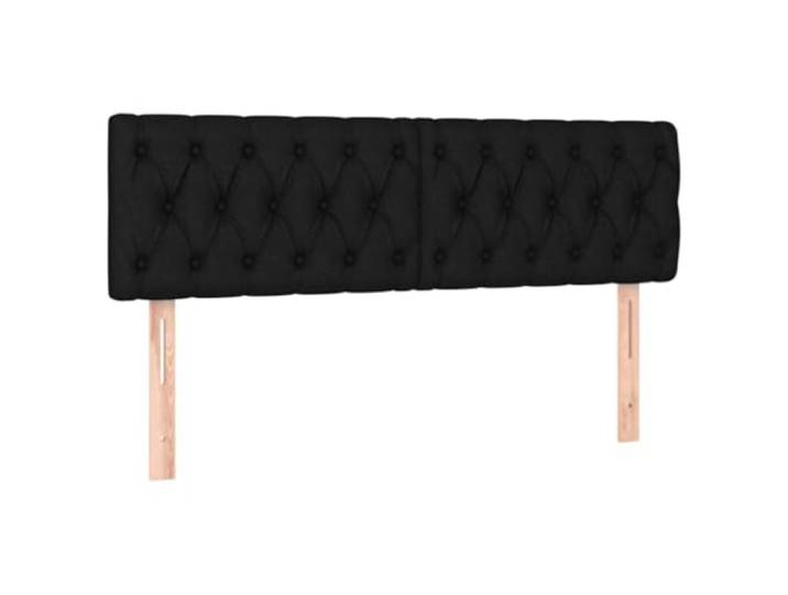 Leasha Kopfteil mit LED, Bettgestell, Schlafzimmermöbel, Schwarz, 144 x 78 x 78/88 cm, Stoff