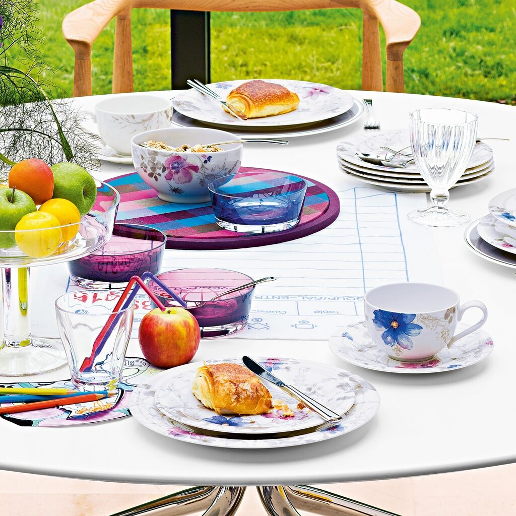 Kaffeeservice VILLEROY & BOCH "Mariefleur Gris Basic", bunt, 18 Stk., Fine China-Porzellan, Geschirr-Sets, Kaffeeservice, Made in Germany, Fine China Porzellan bunt 18 Stk.