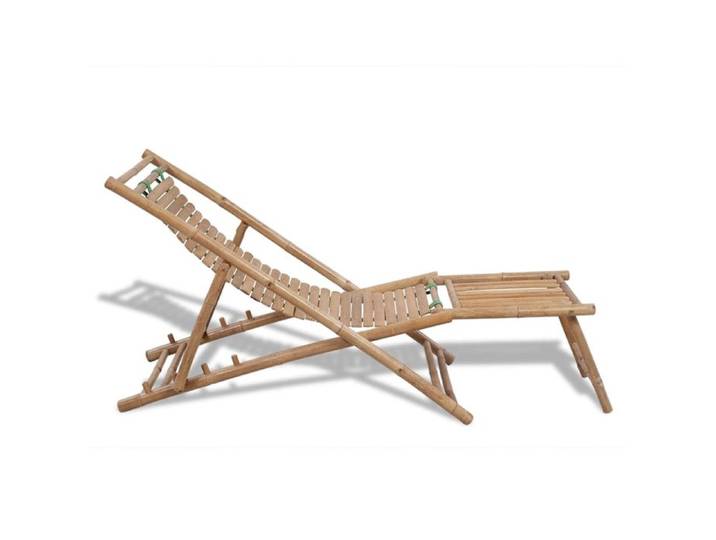 Chaise longue avec repose-pied en bambou - Naturel - 152 x 59 x 80 cm