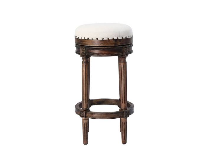 HomeMiYN Barhocker L38 CM Rund Schaumstoff-Sitz Retro Holz Barstühle/Sitzhocker (1 St), Barhocker Holz im Vintage Design, gepolsterter Sitz, für Küche & Bar