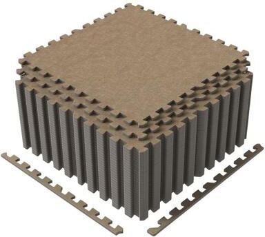 Costway 25 Pack-100 Sq.Ft. Foam Floor Tiles Interlocking Carpet Tiles with Edge Borders-Beige