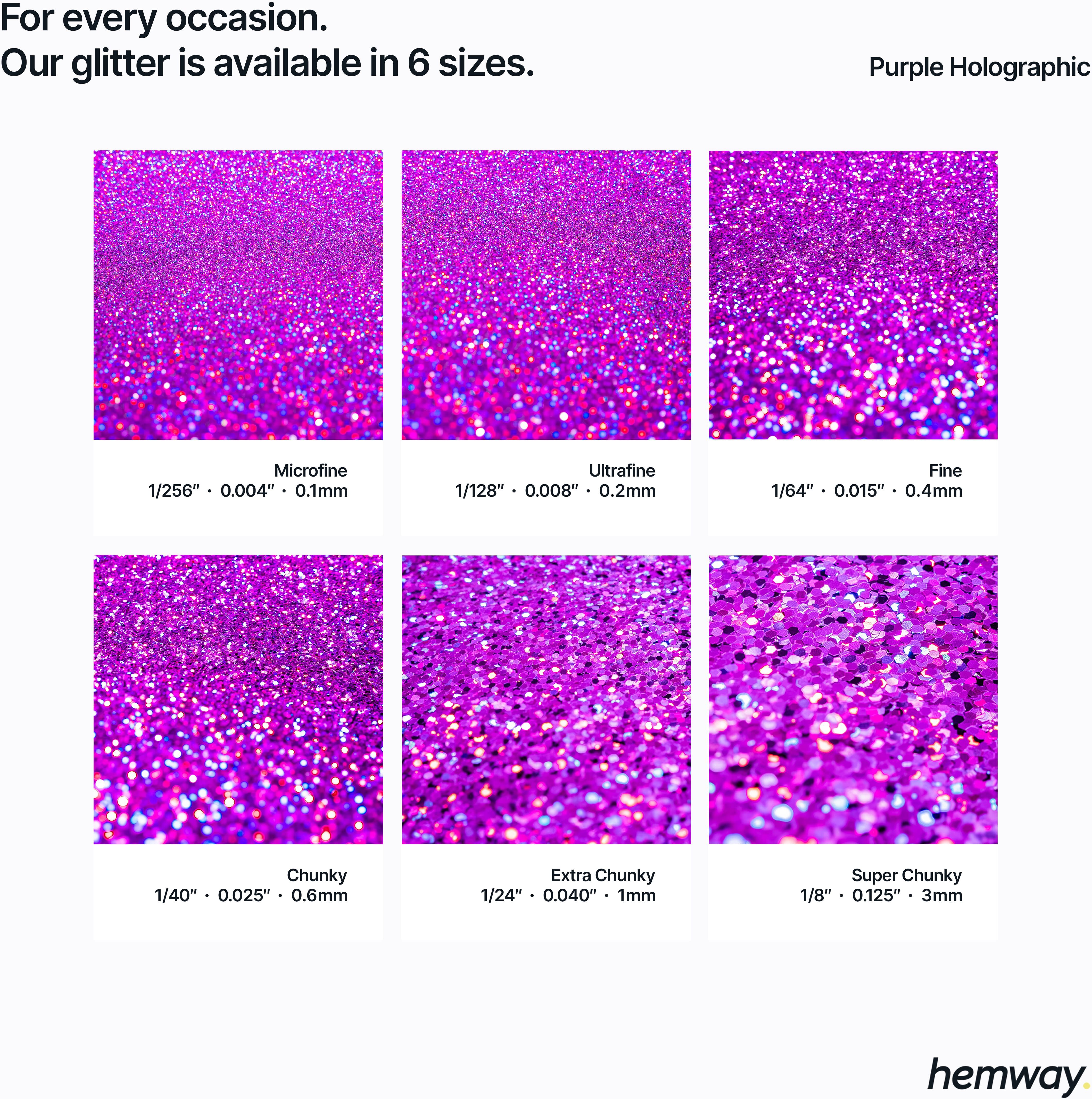 Hemway Epoxy Resin Glitter 100g / 3.5oz   Purple Holographic   Polyurethane   Tumblers   Flooring - Purple Holographic - Fine 500g