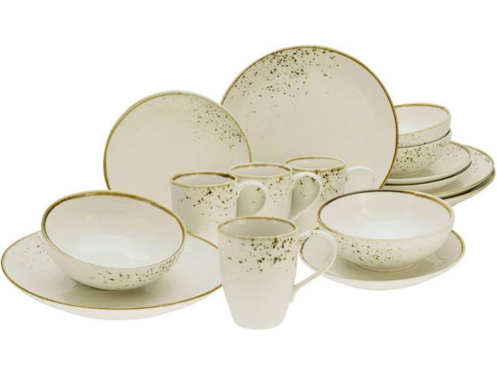 Kombiservice CREATABLE Nature Collection , beige, 16 Stk., Steinzeug, Geschirr-Sets, Kombiservice, Reaktivglasur, jedes Stück ein Unikat