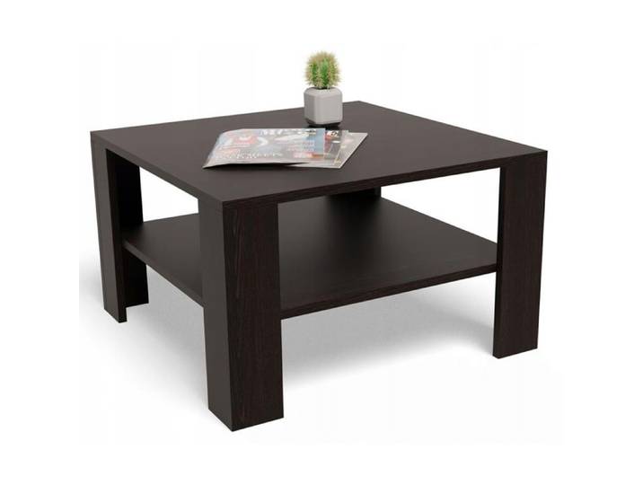 Table Basse $ Wengé - Table de salon avec étagère - 68x68x41 cm
