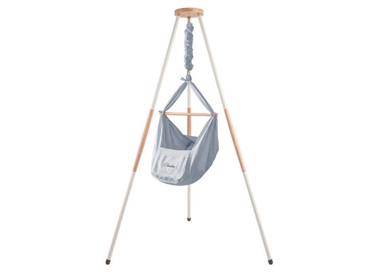 Swollie Federwiege, Graublau, 120x194x120 cm, wendbar, atmungsaktiv,Feder mit Sicherheitsseil, Babymöbel & Kindermöbel, Babyzimmer, Babybetten, Stubenwagen & Babywiegen
