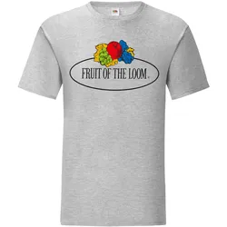 Fruit of the Loom Iconic 150 T-Shirt mit Vintage-Logo auf der Brust, graumeliert - Vintage-Logo groß, XL