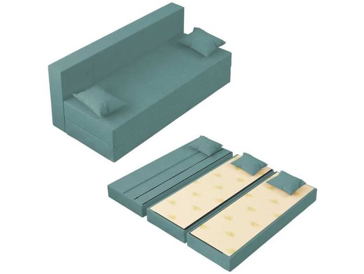 Canapé Lit TreTris Convertible Modulable Réversible 3 places - Tissu dehoussable et lavable Couleur AigueMarine
