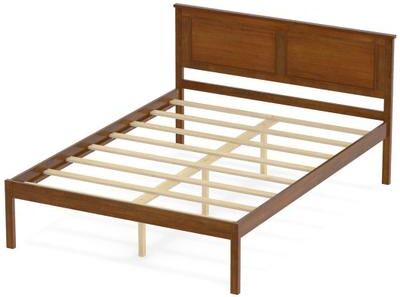 Costway Full/Queen/Twin Size Bed Frame Farmhouse Wooden Platform Bed with Headboard-Full Size