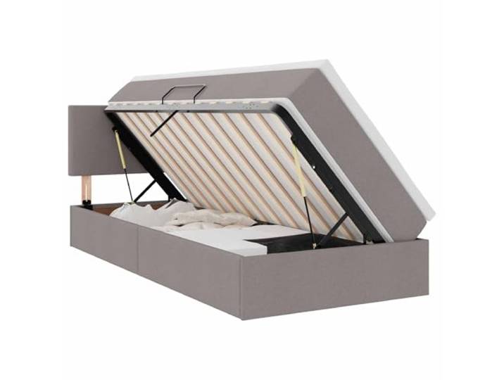 KKgypkn Moderne Stauraumbett mit Matratze und LED-Beleuchtung Taupe 90 x 200 cm Stoff