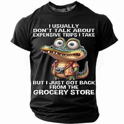 Herren Lustiges Teure Reisen Supermarkt Alligator Grafik T-Shirt Kurzarm Humor