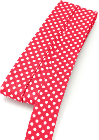 buttinette Baumwoll-Schrägband "Punkte", rot-weiß, Breite: 2 cm, 5 m