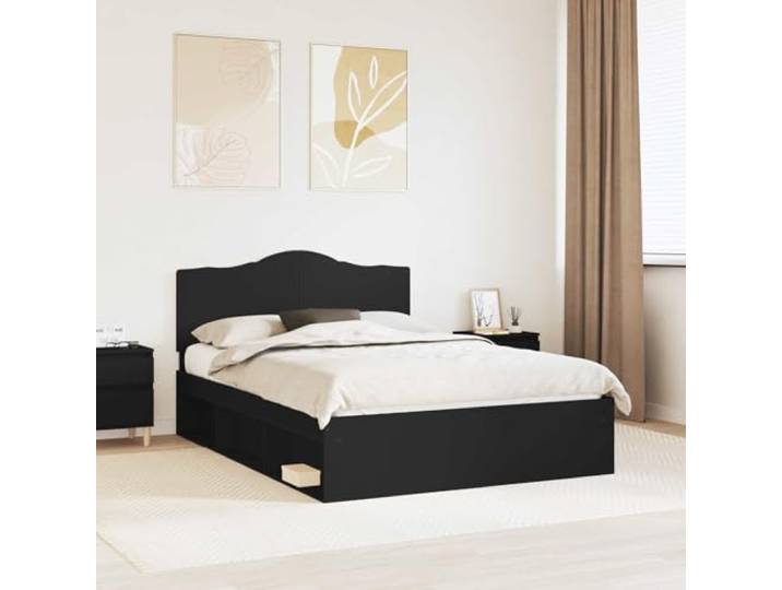 Massives Kiefernholz Modernes Bettgestell Stabilität 160 x 200 cm Schwarz Bettgestell Schwarz 160x200 cm Massives Kiefernholz Bettrahmen mit Kopfteil Lattenrost Stabil Holzbetten Doppelbett für