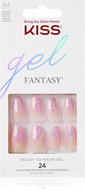 Kiss Gel Fantasy Ready to Wear Gel False Nails Winter Sparks 24 pc
