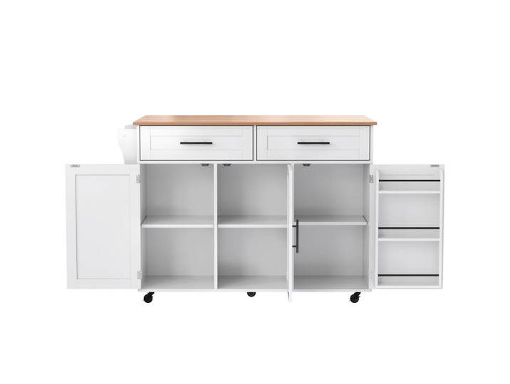 Kücheninsel Speisewagen Massivholzmaserung faltbare 129x46-71x91,5cm, Weiß, Holz, Mode, Küche mit Insel,Rechteckig, 46x91.5x120 cm, Küchen, Küchenmöbel, Kücheninseln