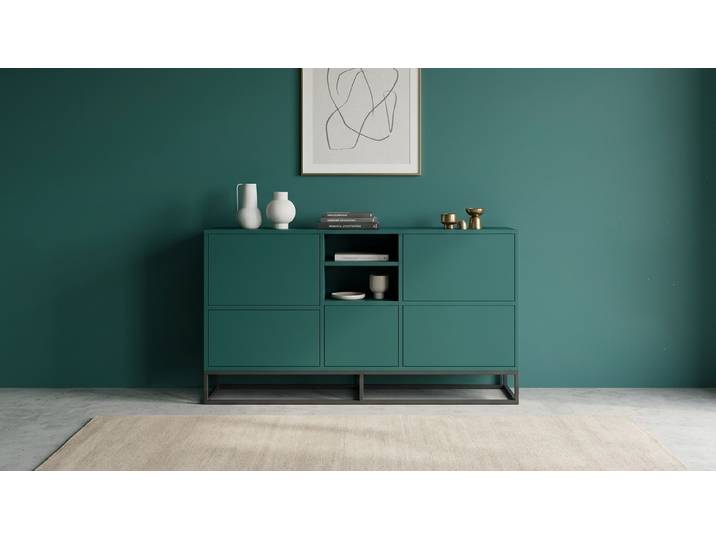 Grünes Sideboard aus lackiertem MDF MDF Lackiert Blau­grün