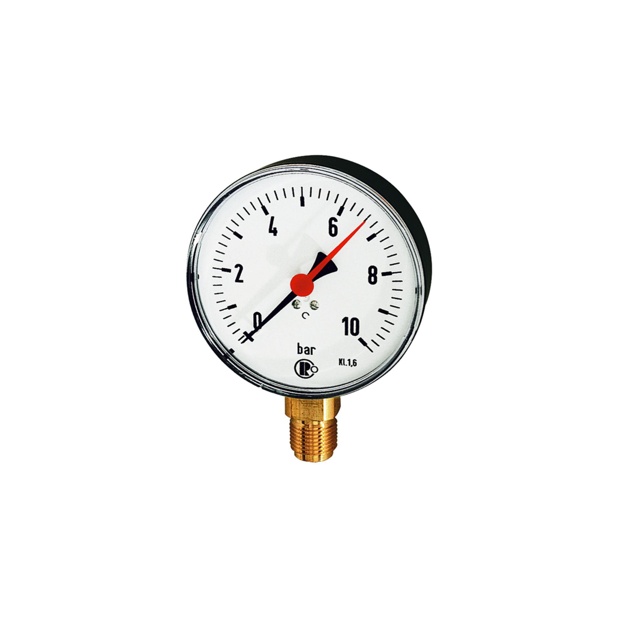 Riegler Standardmanometer, Kunststoffgeh., G 1/2 unten, 0-10,0 bar, Ã˜ 100 (147)