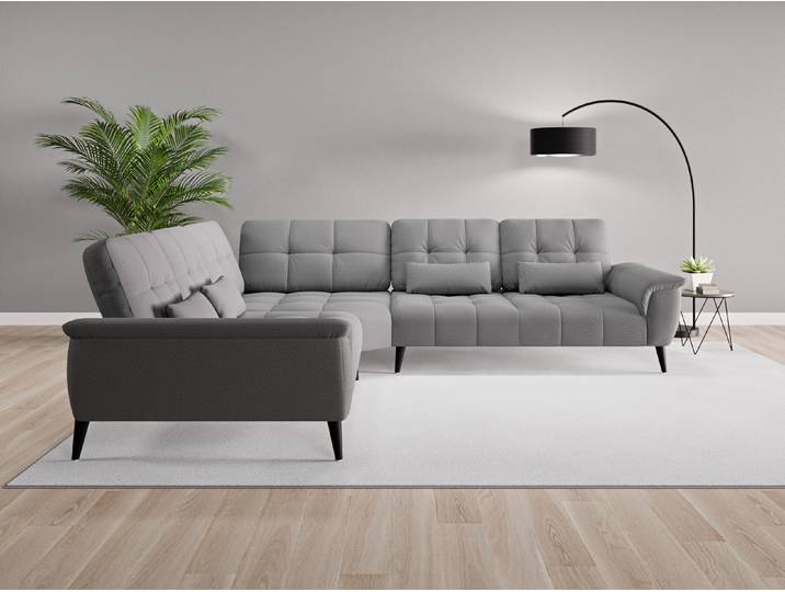 Ecksofa Tokio Nr. 2 - Grau (Schiefergrau) - Softwolle