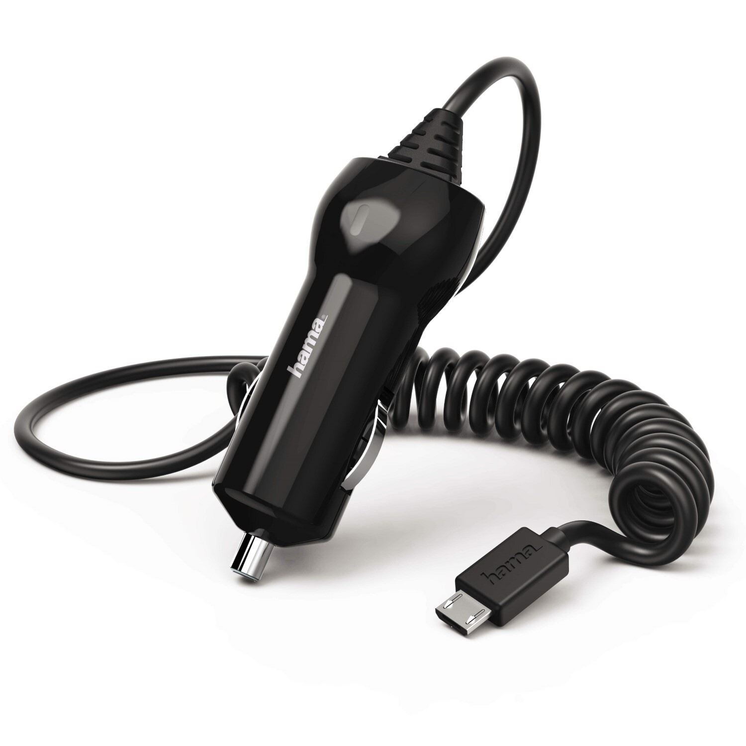 Hama Spiral autolader Micro-USB 2,4A zwart