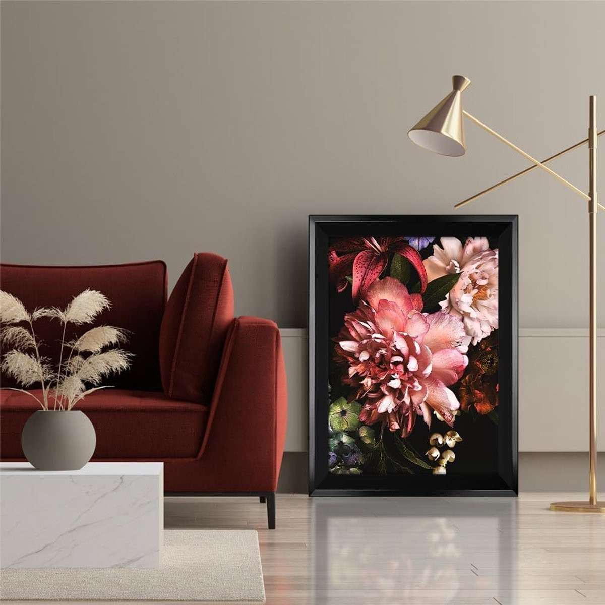 SnelShoppen Photo frame Ria 60x90cm Zwart Hoogglans - Fotolijst met MDF Achterpaneel en Acrylvenster voor Portret en Landschap